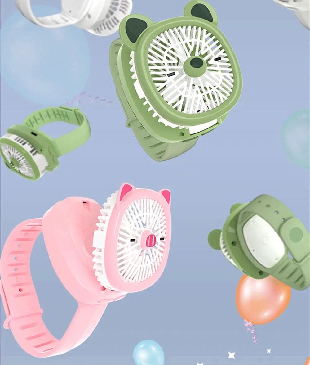 Mini Fan Cartoon Watch, Small USB Rechargeable Wrist Fan, Handheld Desktop Fan, Mini Hand Held Cooling Fan, Mini Cartoon Wristband Fan, Children Travel Air Cooler, Cute Design Fan For Kids