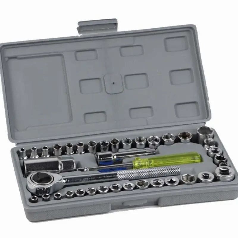 40 Pcs Socket Wrench, Automobile Maintenance & Repair Tools, Car Sleeve Tool Combination Set, Aiwa Combination Tool Set, Socket Organizer Kit With Combination Torque and Insulated Handles, Metric Socket Set
