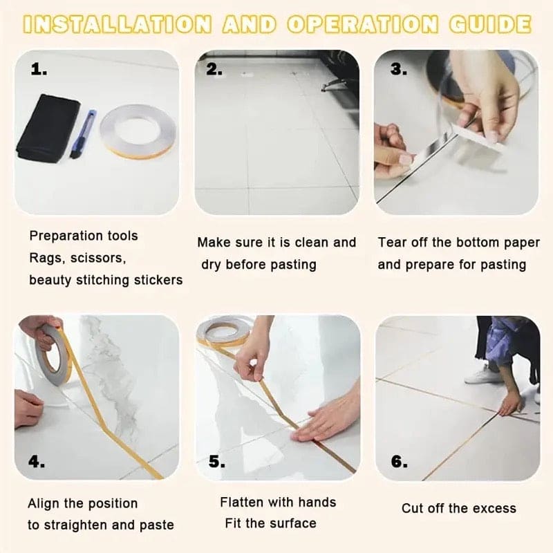 Metallic Floor Sealing Sticker, Tile Tape Sticker, Self Adhesive Sealing Foil Strips, Background Wall Home Decoration Caulk Tape,  Waterproof Seam Wall Stickers, Decoration Tape For Home Floor Tiles, Wall Decor, Gold Foil Self Adhesive Tile Stickers Tape