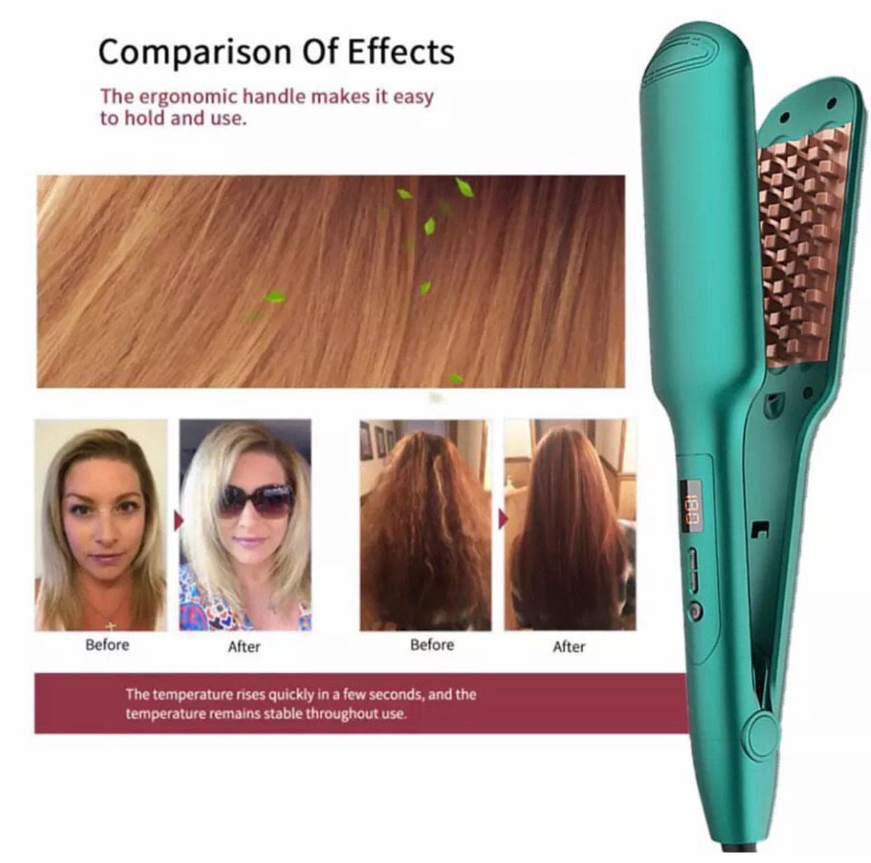 Professional Ceramic Fluffy Corn Curling Flat Iron, Fluffy Splint Professional Hair Straightener, Professional Volumizing Hair Crimping Iron