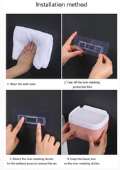 Wall Mounted Toilet Roll Holder With Shelf Storage Rack, Toilet Tissue Box, Punch-free Toilet Paper Holder Box, Waterproof Storage Toilet Paper Storage Rack