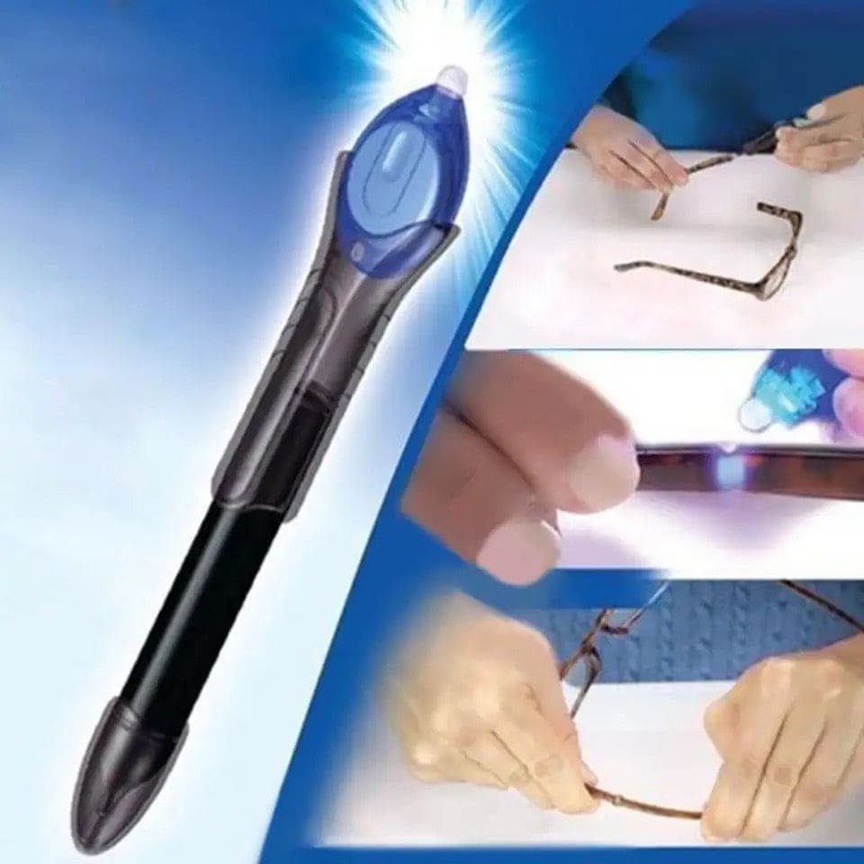 Quick Fix Liquid Glue Pen, UV Light Repair Tool, Plastic Liquid Welding Compound, Hand Held Glue Pen with LED Light,  Portable Fiberglass Leather Applicator