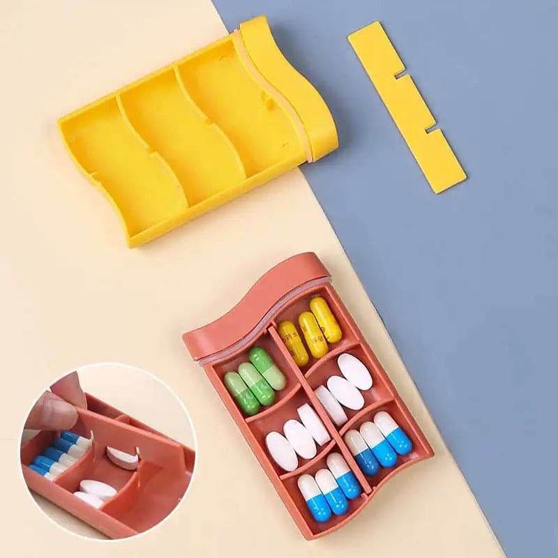 Portable 6 Grid Pill Box, Tablet Pill Box Dispenser, Medical Kit Organizer, Small Mini Pill Box, Seal Pill Storage Organizer, Outdoor Travel Pill Dust-proof Protect Container