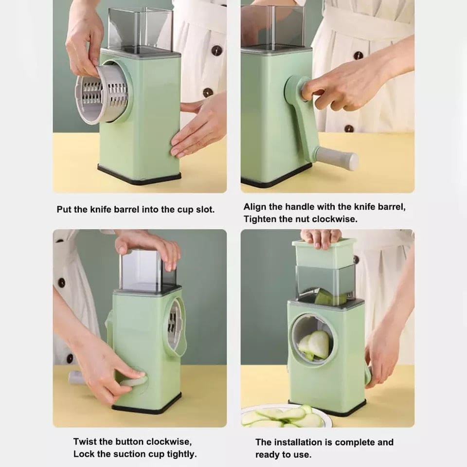 Amazing Multifunctional Vegetable Slicer Cutter Chopper, Veget Graters Shredders Fruit Kitchen Tool French Fry, Multifunction Manual Round Cutter Potato Spiralizer