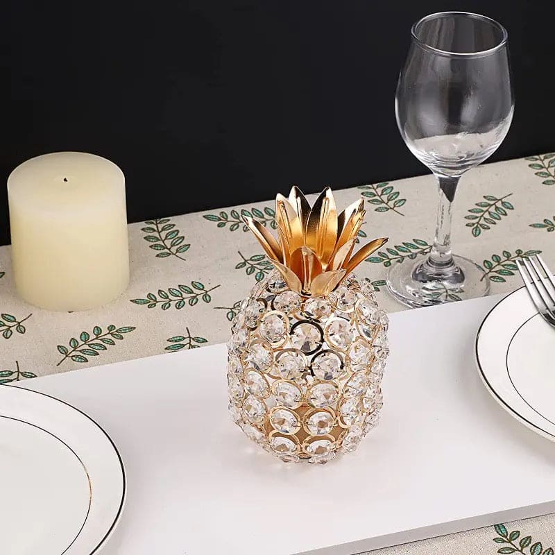 Metal Crystal Craft Fruit Ornament, Apple Pear Pineapple Living Room Decoration, Creative Luxury Home Decoration, Metal Hollow Decoration, Home Furnishings Ornaments, Crystal Desktop Ornament