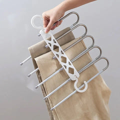 5 in 1 Pant Hanger For Clothes Organizer, Multifunction Shelves Closet Storage Organizer, Stainless Steel Magic Trouser Hangers, Multilayer Jeans Steel Hanger, Adjustable Pants Tie Storage Shelf, Stainless Steel Clothes Hanger