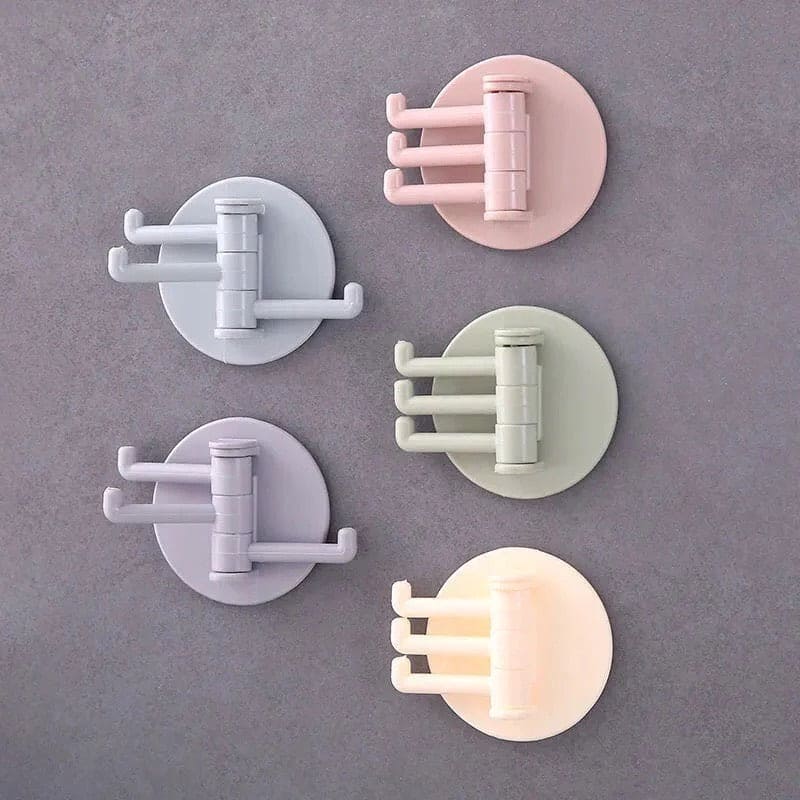 Three Branch Rotating Seamless Adhesive Hook, Strong Bearings Stick Kitchen Wall Hook, Bathroom Hanger, Kitchen Wall Hook