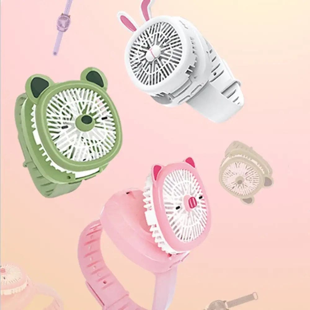 Mini Fan Cartoon Watch, Small USB Rechargeable Wrist Fan, Handheld Desktop Fan, Mini Hand Held Cooling Fan, Mini Cartoon Wristband Fan, Children Travel Air Cooler, Cute Design Fan For Kids