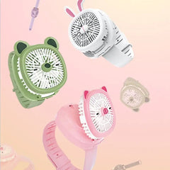 Mini Fan Cartoon Watch, Small USB Rechargeable Wrist Fan, Handheld Desktop Fan, Mini Hand Held Cooling Fan, Mini Cartoon Wristband Fan, Children Travel Air Cooler, Cute Design Fan For Kids