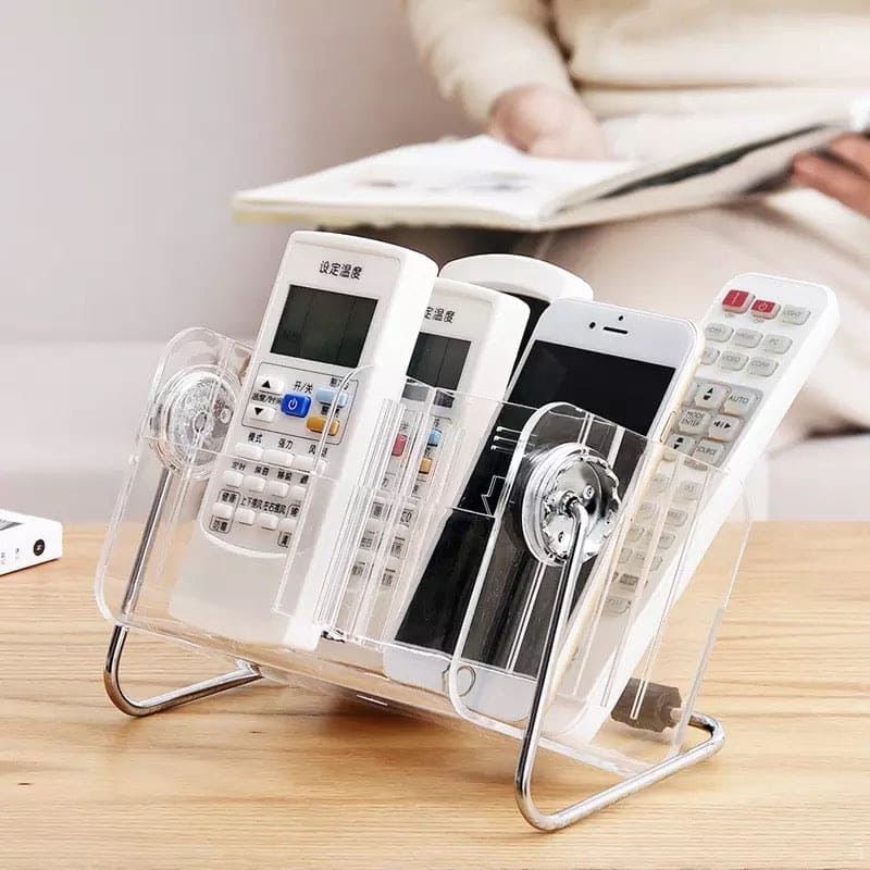 Acrylic Clear Remote Control Holder, 360 Rotating Desktop Makeup Cosmetic Storage Box, Glasses Sundries Organizer