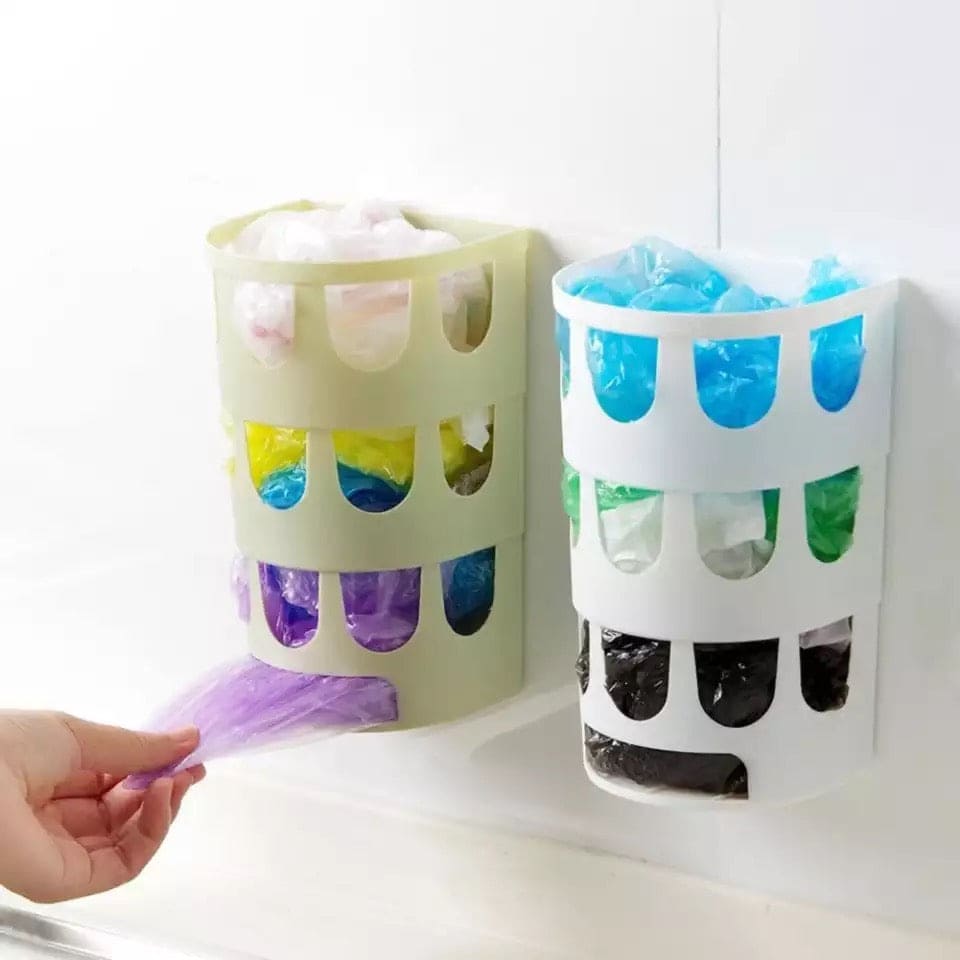 Wall-Mounted Garbage Bags Storage Basket, Multipurpose Plastic Bags Holder, Plastic Carrier Basket, Hollow Trash Bag Storage Holder
