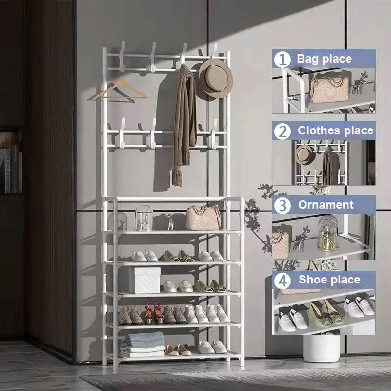 Nordic Coat And Hat Rack, Entryway Floor Display Clothes Rack, Household Shelf Living Room Clothes Storage Rack, Homlly Entryway Coat Rack with Shoes Organizer,  Multi-Functional Shoe Rack, Bedroom Living Room Hanger