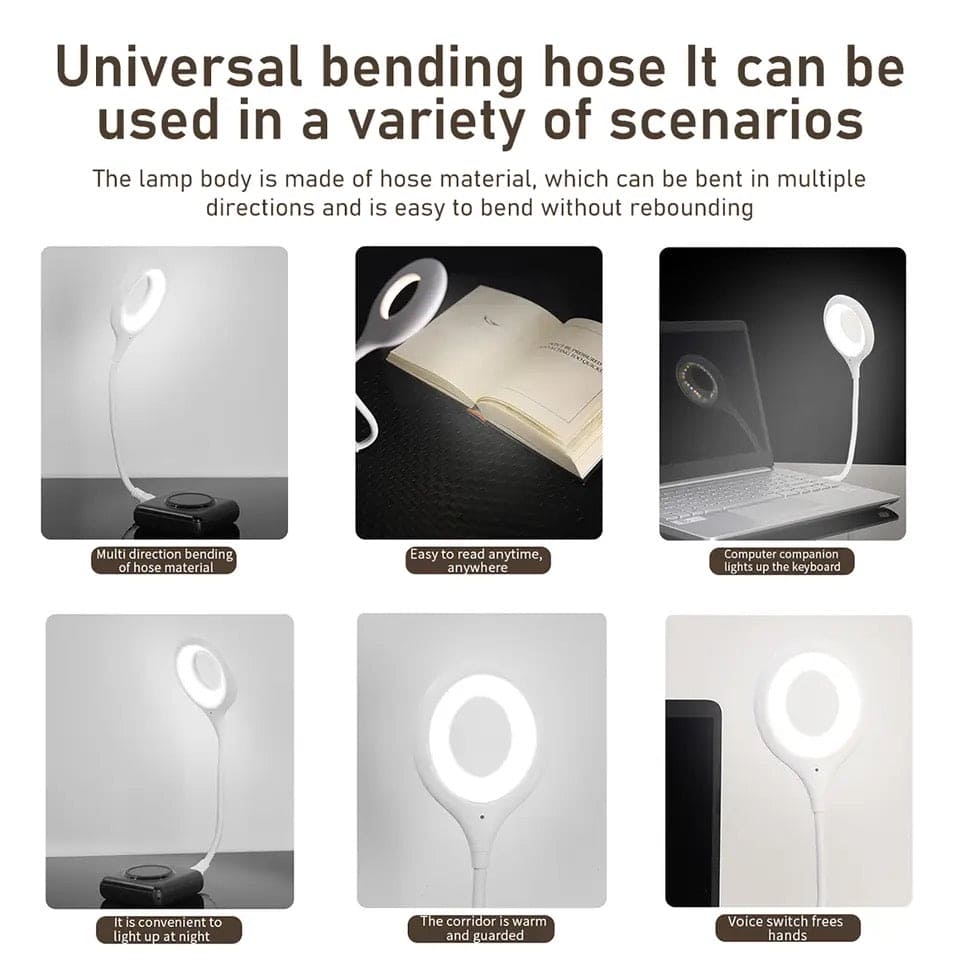 Smart Voice Control Night Light, Dormitory Bedside Lamp, Eye Protection Saving Energy Desk Lamp, Freely Foldable Desk Lamp, USB Reading Table Lamp, Ring Eye Care Led Light, Study Reading Night Light