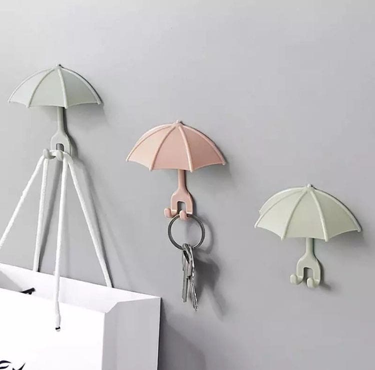Set Of 3 Umbrella Wall Hooks Sticker, Colorful Key Hanging Holders, Umbrella Toothbrush Holder, Hanging Hook For Hat Purse Key Storage, Umbrella Wall Rack For Kitchens & Bathrooms