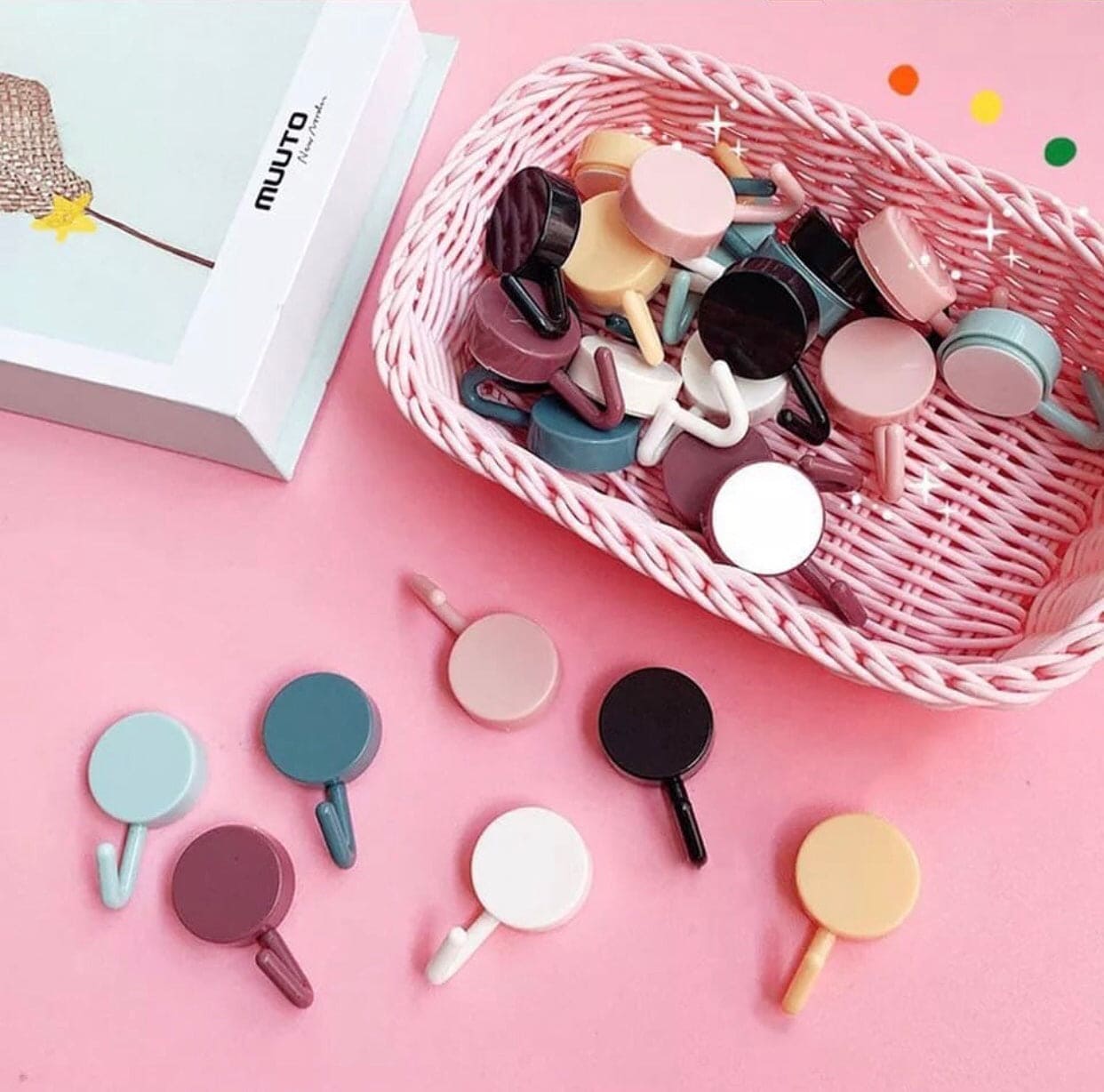 10 Pcs Nail Free Solid Color Free Punching Door Hooks, Without Trace Nail Small Hooks, Wall Mounted Hook, Strong Drill-free  Kitchen Hook