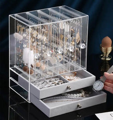 Luxury Jewellery Display Stand, Transparent Acrylic Stand Necklace Jewellery Case, Portable Earrings Jewellery Storage Box, Acrylic Necklace Bracelet Display Stand Shelf, Large Capacity Transparent Jewellery Organizer