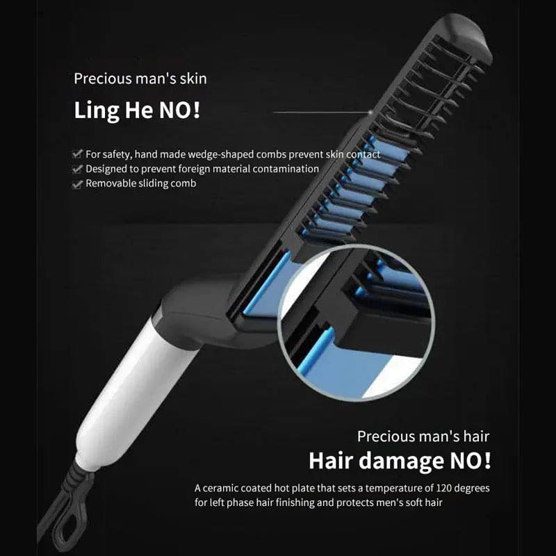 Multifunctional Hair & Beard Brush, Electric Hair Straightener, Quick Hair Stylr For Men, Hair Straightening Comb Professional Beard Care Tools, Electric Hairdressing Comb, Flat Iron Men's Beard Hair Styling Heating Comb