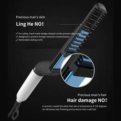 Multifunctional Hair & Beard Brush, Electric Hair Straightener, Quick Hair Stylr For Men, Hair Straightening Comb Professional Beard Care Tools, Electric Hairdressing Comb, Flat Iron Men's Beard Hair Styling Heating Comb
