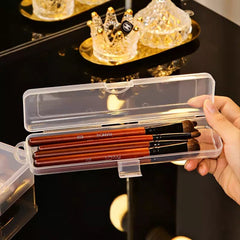 Transparent Rectangle Storage Box, Convenient Cutlery Box, Portable Makeup Brush Organizer, Transparent Cover Storage Box Kitchen Accessories, Clamshell Plastic Cutlery Box, Transparent Packaging Chopsticks Spoon Storage Box