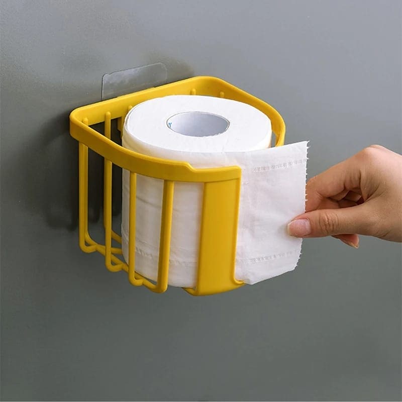Toilet Paper Shelf, Punch-Free Toilet Paper Shelf, Bathroom Kitchen Tissue Box, Wall-Mounted Sticky Paper Storage Box, Toilet Roll Holder