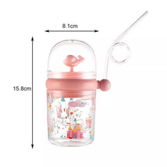 Creative 260Ml Kids Funny Whale Water Spray Drinking Cup, Cartoon Feeding Bottles With Straw, Leak Proof Portable Cartoon Baby Feeding Cup