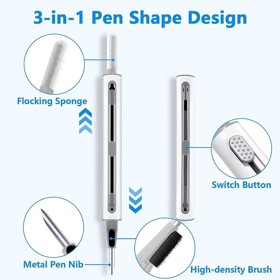 3 In 1 Earphone Cleaning Pen, Earbuds Case Cleaning Kit, Multifunctional Headphones Airphone Keyboard Cleaning Pen, Multipurpose 3 In 1 Cleaning Pen For Keyboard Camera AirPords Earbud
