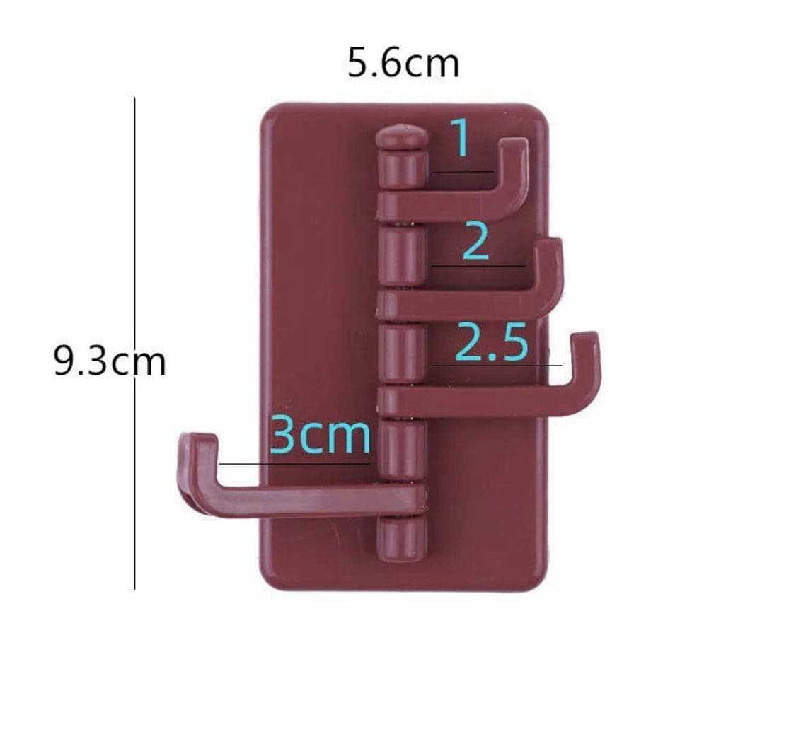 ABS Wall Hooks Storage Rack, Seamless Rotatable Strong Hook, Rotatable 4-Hook Key Hook Wall Self Adhesive Key Wall Hanger