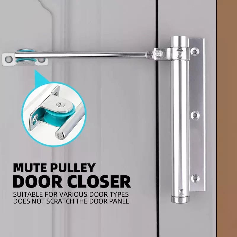 Adjustable Aluminum Alloy Automatic Door Closer, Mute Adjustable Automatically Surface Mounted Auto Closing Door, Self-Closing for Middle-Weight Door