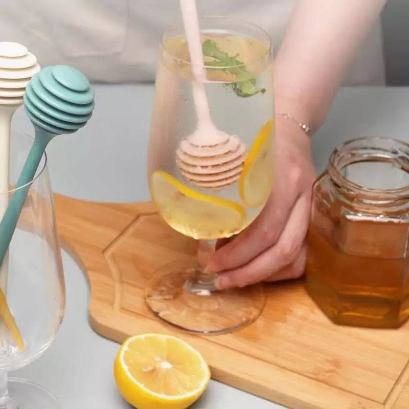 Set Of 2 Plastic Honey Stir Stick, Dessert Coffee Milk Tea Plastic Mixing Stick, Cute Shape Long Handle Kitchen Bee Stick, Practical Honey Stirring Bar