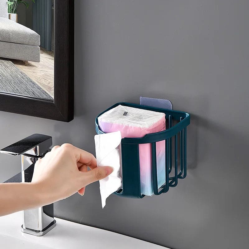 Toilet Paper Shelf, Punch-Free Toilet Paper Shelf, Bathroom Kitchen Tissue Box, Wall-Mounted Sticky Paper Storage Box, Toilet Roll Holder