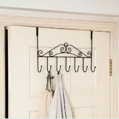 7 Hook Iron Door Hanger, Door Rear Behind Hook,  Wall Mounted Storage Hanger Hook, Wrought Iron Hooks for Home Bedroom Bathroom Hat Coat Clothes, Towel Hat Clothes Wall Rack