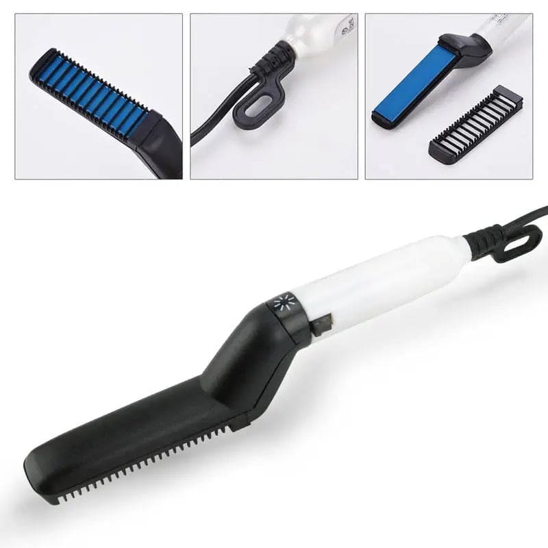 Multifunctional Hair & Beard Brush, Electric Hair Straightener, Quick Hair Stylr For Men, Hair Straightening Comb Professional Beard Care Tools, Electric Hairdressing Comb, Flat Iron Men's Beard Hair Styling Heating Comb