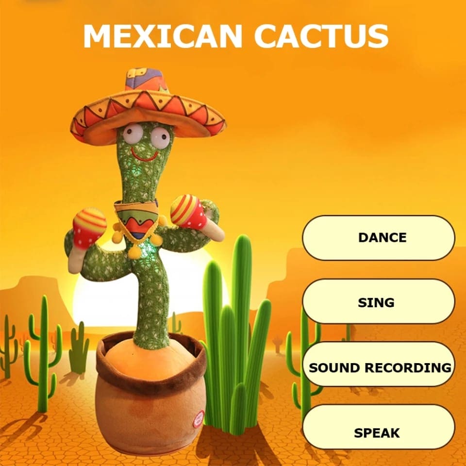 Lovely Talking Toy Dancing Cactus, Cactus Plush Toy, New Electronic Dancing Cactus, Luminous Recording Learning to Speak Twisting Kid Toy, Speak Talk Sound Record Repeat Toy, Kids Education Toy
