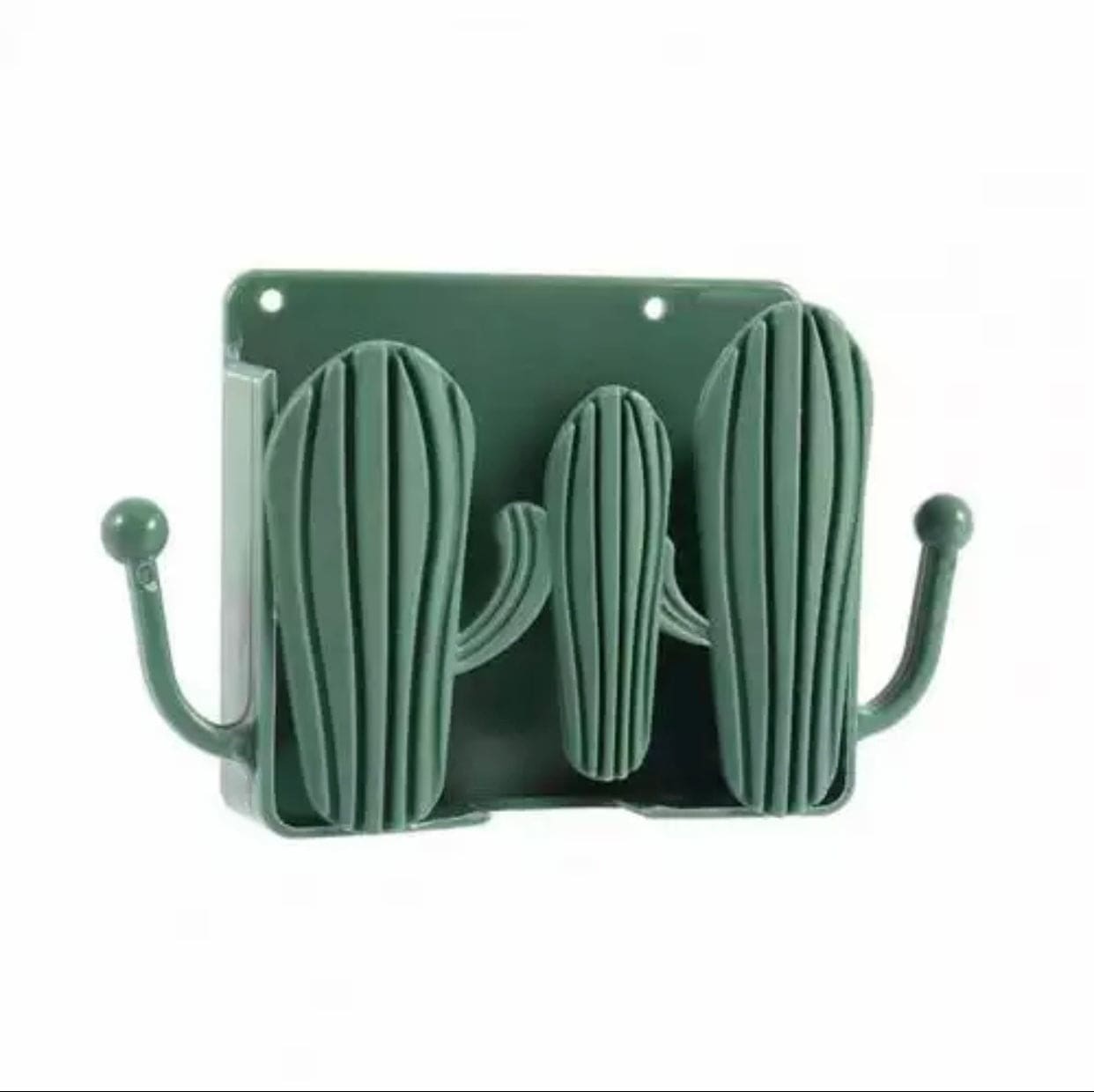 Wall Mounted Self Adhesive Cactus Shaped Charger Phone Bracket Holder, Wall Mounted Remote Control Storage Box, Mobile Phone Charging Stand