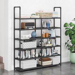 Simple Style Iron Plastic Storage Rack, Multilayer Home Space Saving Shoe Cabinet, Hallway Space-saving Shoe Organizer Stand Holder, Timebal 6 Layer Shoe Organizer