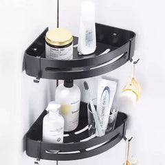 Black Metal Corner Bathroom Shelf Organizer, Shower Storage Rack, Wall Mounted Toilet Shampoo Holder, Wall Mounted Shower Organizer