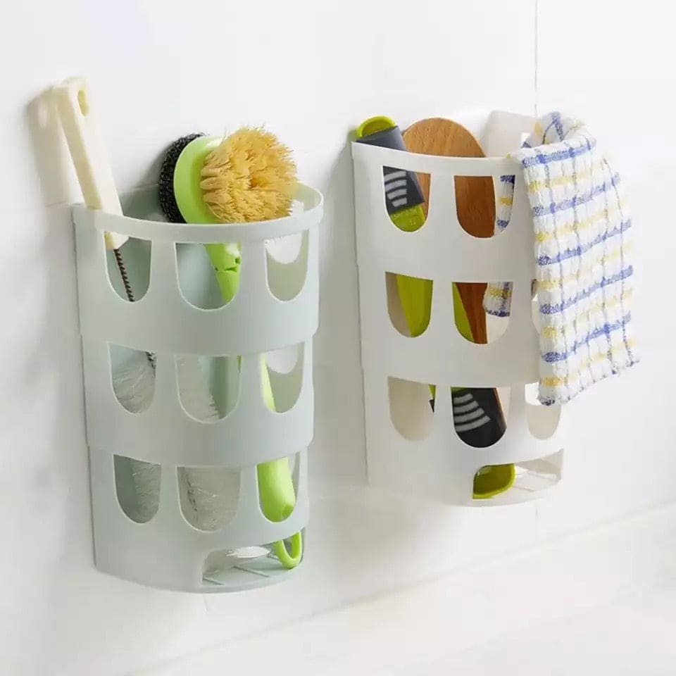 Wall-Mounted Garbage Bags Storage Basket, Multipurpose Plastic Bags Holder, Plastic Carrier Basket, Hollow Trash Bag Storage Holder