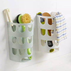 Wall-Mounted Garbage Bags Storage Basket, Multipurpose Plastic Bags Holder, Plastic Carrier Basket, Hollow Trash Bag Storage Holder