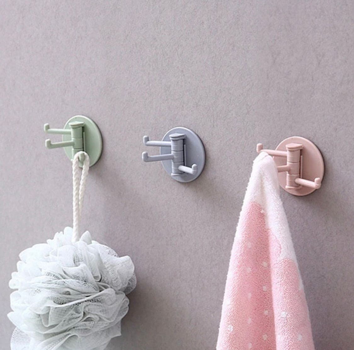 Three Branch Rotating Seamless Adhesive Hook, Strong Bearings Stick Kitchen Wall Hook, Bathroom Hanger, Kitchen Wall Hook