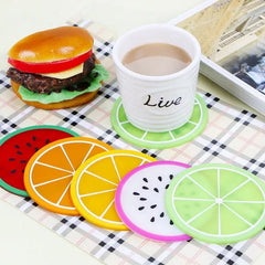 Pack of 6 Fruit Shaped Coasters, Tropical Fruit Mug Coasters, Multi-Color Heat Insulation Coasters