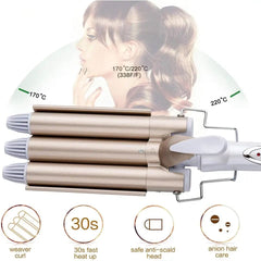 Triple Wave Hair Curler, Triple Curling Iron Wand, Crimping Iron Large Wave Hair Styling Tool, Ceramic Curling Tongs, Professional Hair Waver Tools, Wave Waver Styling Tools