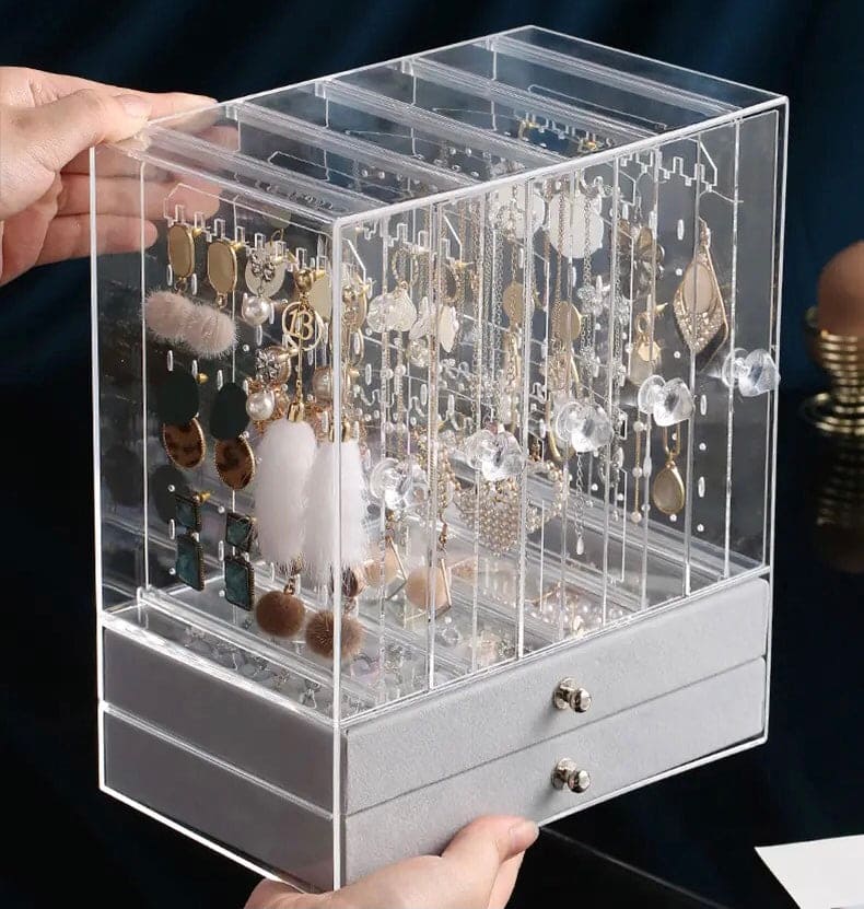 Luxury Jewellery Display Stand, Transparent Acrylic Stand Necklace Jewellery Case, Portable Earrings Jewellery Storage Box, Acrylic Necklace Bracelet Display Stand Shelf, Large Capacity Transparent Jewellery Organizer