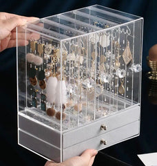 Luxury Jewellery Display Stand, Transparent Acrylic Stand Necklace Jewellery Case, Portable Earrings Jewellery Storage Box, Acrylic Necklace Bracelet Display Stand Shelf, Large Capacity Transparent Jewellery Organizer