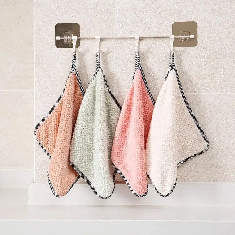 Set Of 3 Kitchen Daily Dish Towel, Microfibre Cleaning Towel, High-efficiency Cleaning Thickened Cloth, Coral Fleece Handable Hand Towel, Bathroom Kitchen Towel, Absorbent Wipe Plush Hand Towel, Multipurpose Cleaning Cloths