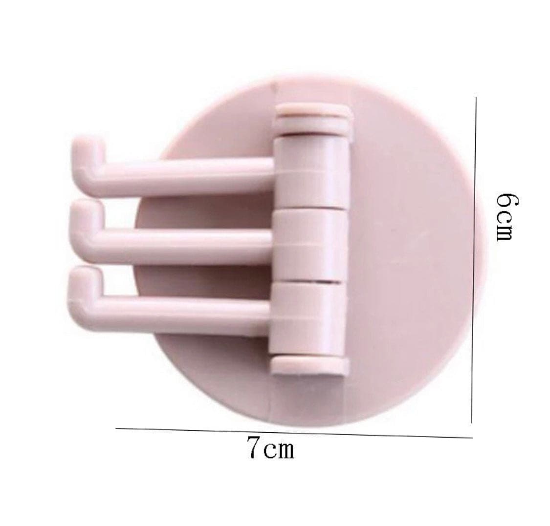 Three Branch Rotating Seamless Adhesive Hook, Strong Bearings Stick Kitchen Wall Hook, Bathroom Hanger, Kitchen Wall Hook