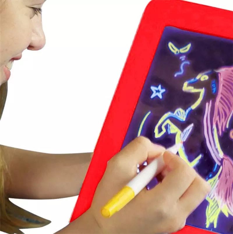 3D Magic Drawing Pad, 8 Light Effects Puzzle Board, 3D Sketchpad, Tablet Creative Kids Pen Gift LEDs Lights Glow Art Drawing Toys