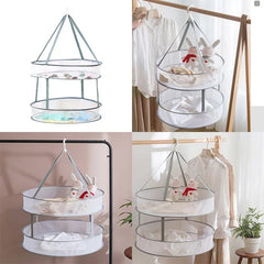 Clothes Drying Basket, Hanging Sweater Net Pocket, Thickened Anti-Deformation Cardigan Drying Rack, Double Layer Socks Drying Bag, Drawing Laundry Basket