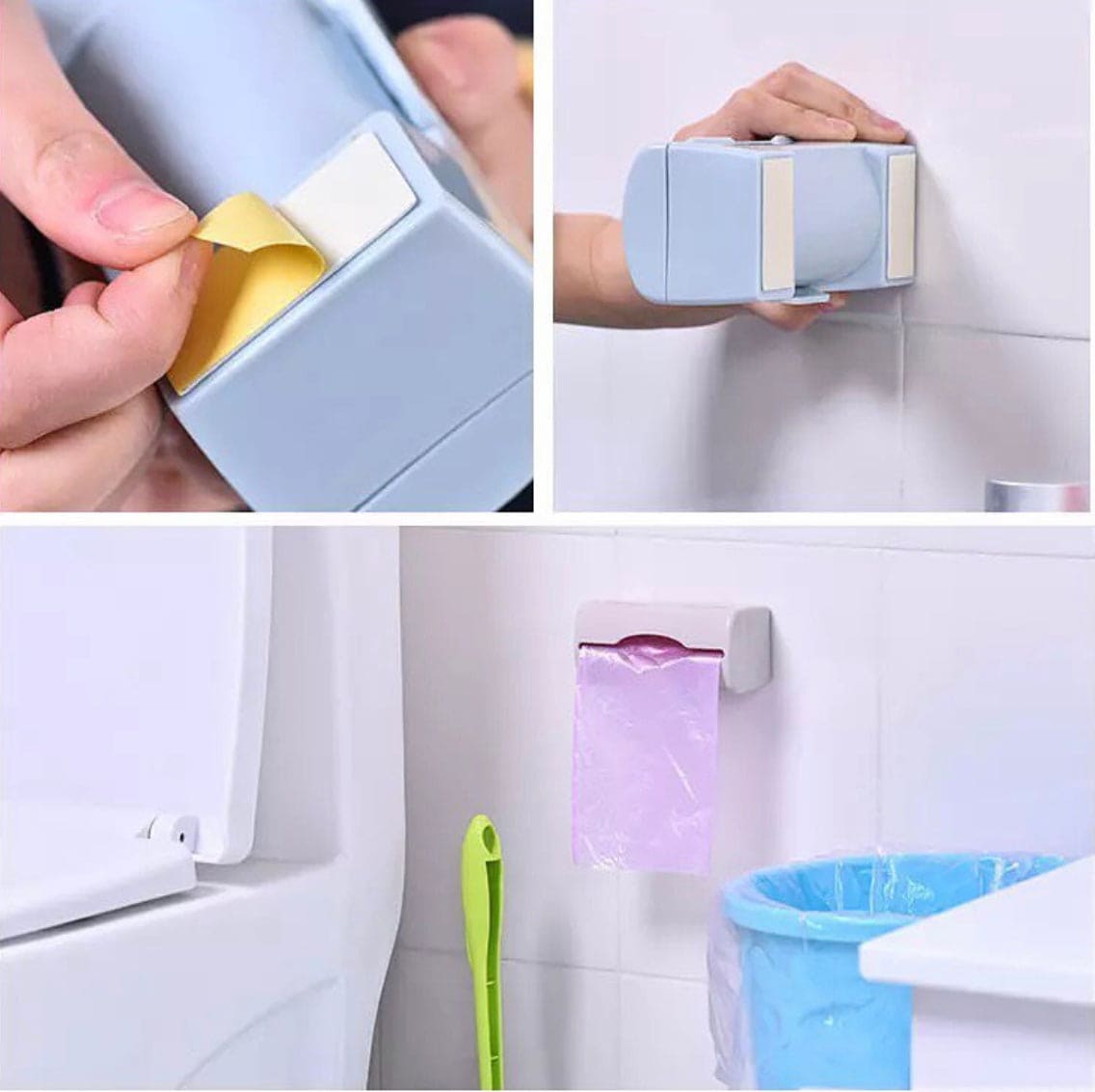 Wall Mounted Self Adhesive Garbage Box Storage Holder, Plastic Box Holder, Wall Hanging Garbage Storage Box