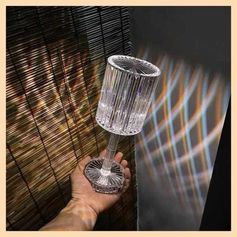 Luxury Crystal Wine Glass Lamp, Touch Control 16 Color Light Bedroom Romantic Atmosphere Lamp, Acrylic USB Rechargeable Night Light, LED Crystal Projection Table Light