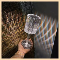 Luxury Crystal Wine Glass Lamp, Touch Control 16 Color Light Bedroom Romantic Atmosphere Lamp, Acrylic USB Rechargeable Night Light, LED Crystal Projection Table Light